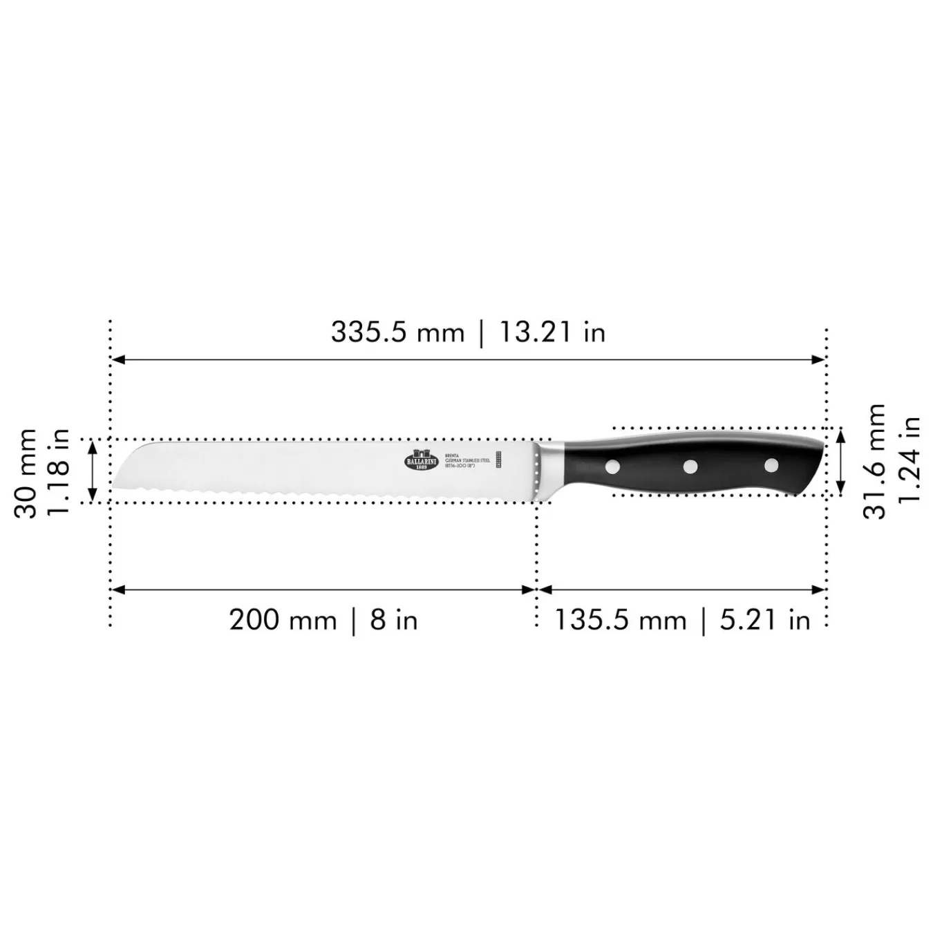 BALLARINI Brotmesser 20 Cm, Wellenschliff No-Color Shop