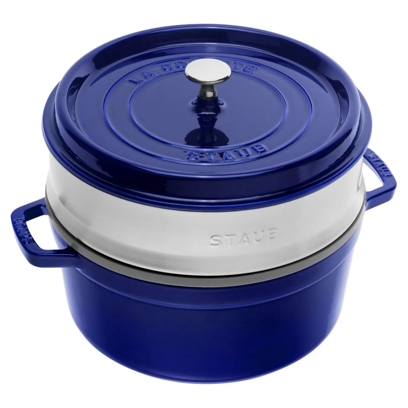 STAUB Cocotte Mit Dampfeinsatz 26 Cm, Rund,, Gusseisen Dunkelblau Fashion