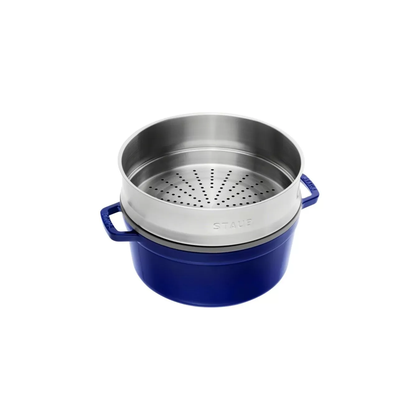 STAUB Cocotte Mit Dampfeinsatz 26 Cm, Rund,, Gusseisen Dunkelblau Fashion