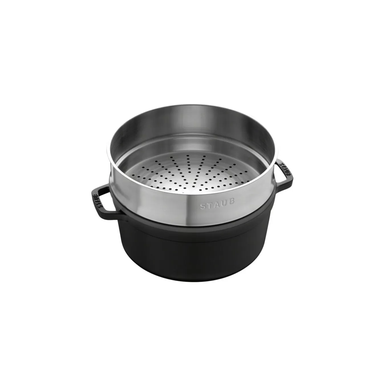 STAUB Cocotte Mit Dampfeinsatz 26 Cm, Rund,, Gusseisen Schwarz Clearance