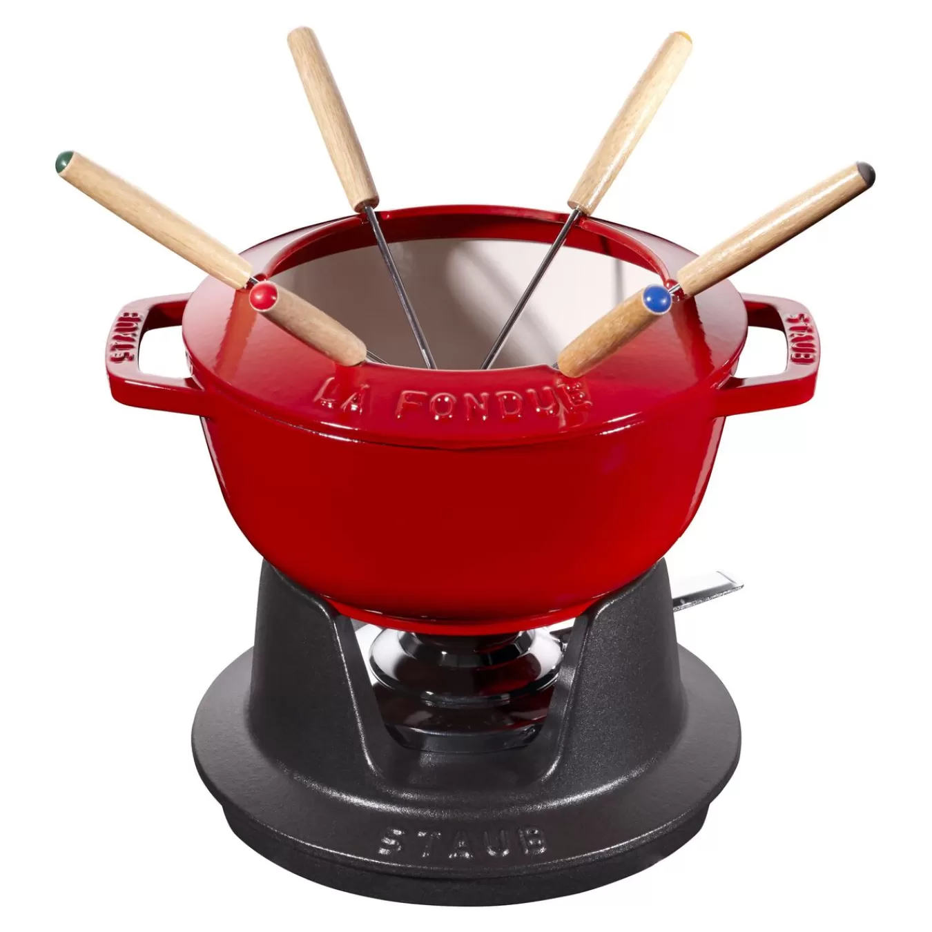 STAUB Fondue Set, 18Cm, Kirschrot Innen Cremefarben 18 Cm, Kirsch-Rot Online
