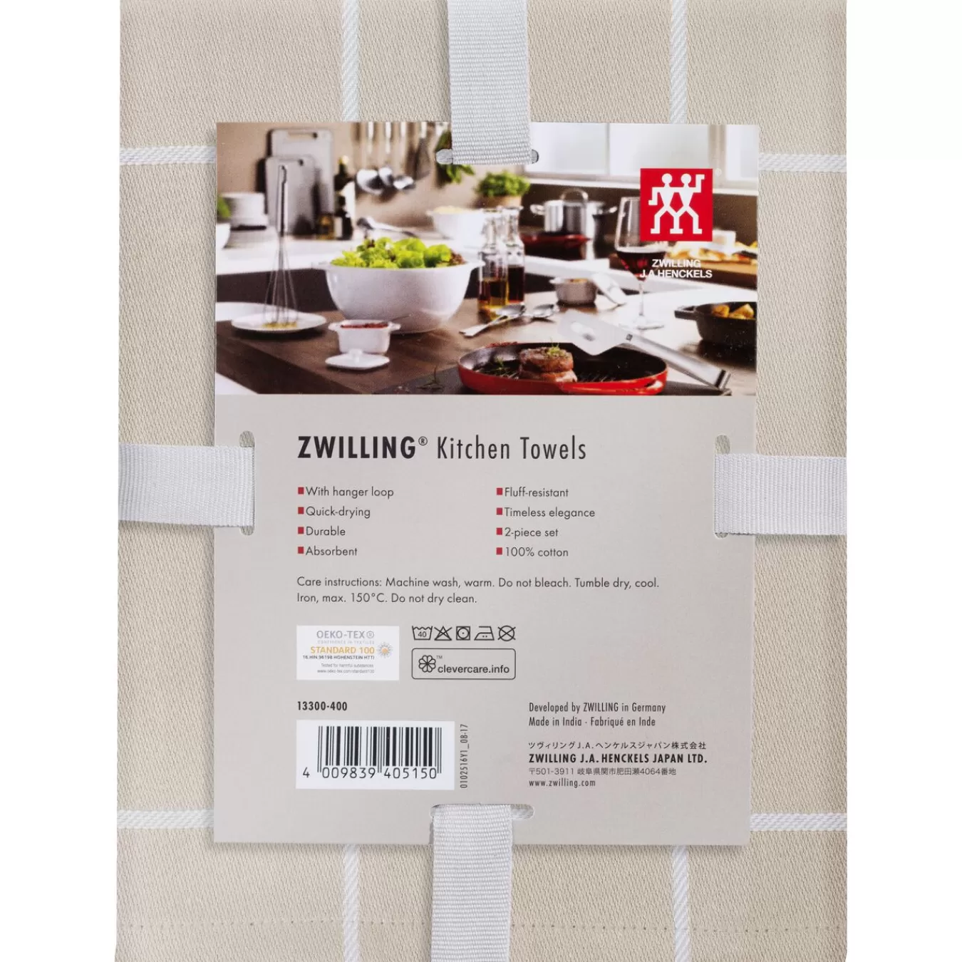 ZWILLING Kuchenhandtuch Set Kariert 2-Tlg, Taupe Outlet