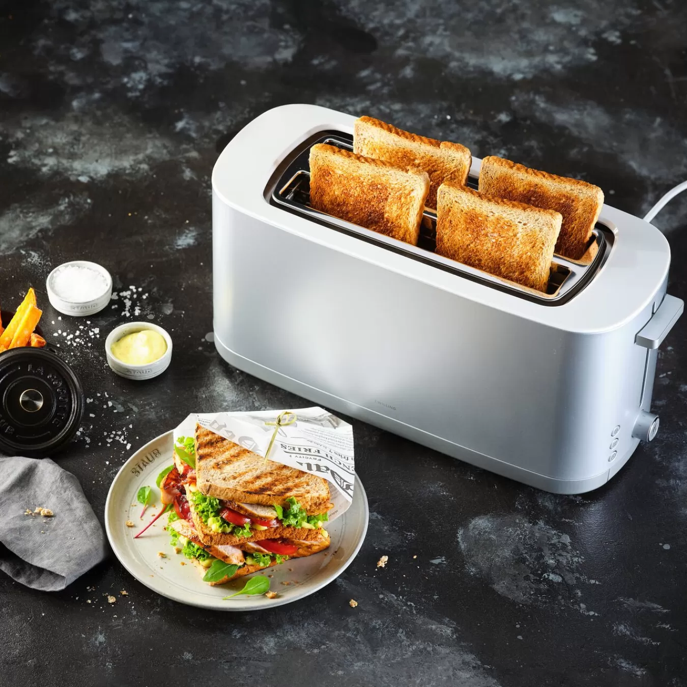 ZWILLING Langschlitztoaster Mit Sandwichzangen, 3-Tlg. Silver Hot