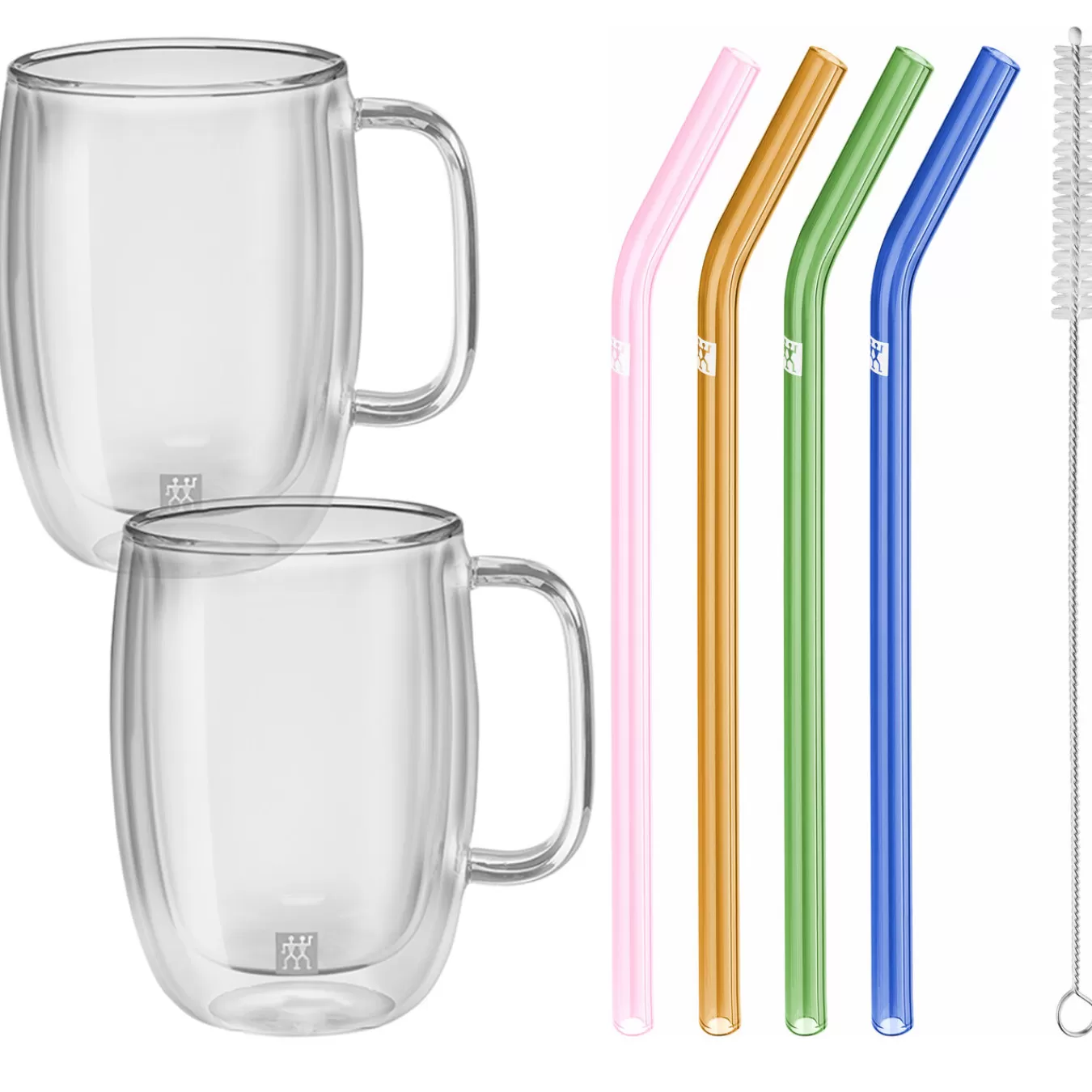 ZWILLING Latte Macchiato Glasset + Glasstrohhalme Transparent Discount