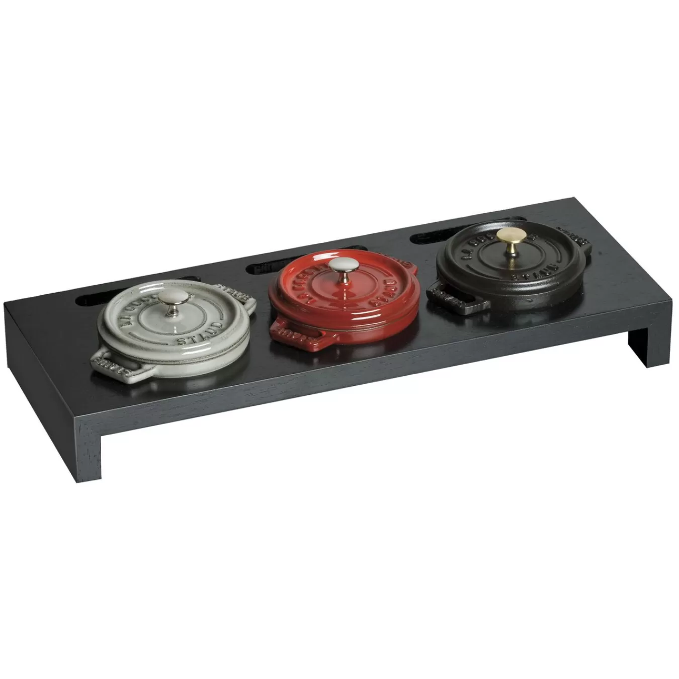 STAUB Servierbrett Fur 3 Mini-Cocottes, 42 Cm X 16 Cm, Fiberholz Schwarz Cheap