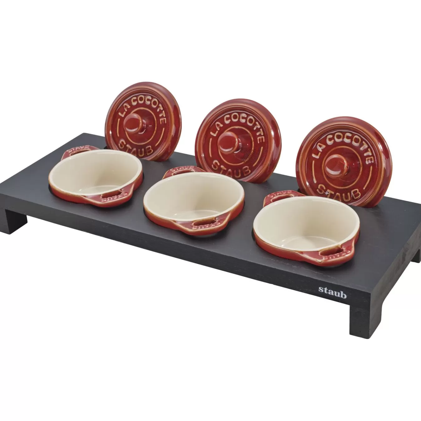 STAUB Servierbrett Fur 3 Mini-Cocottes, 42 Cm X 16 Cm, Fiberholz Schwarz Cheap