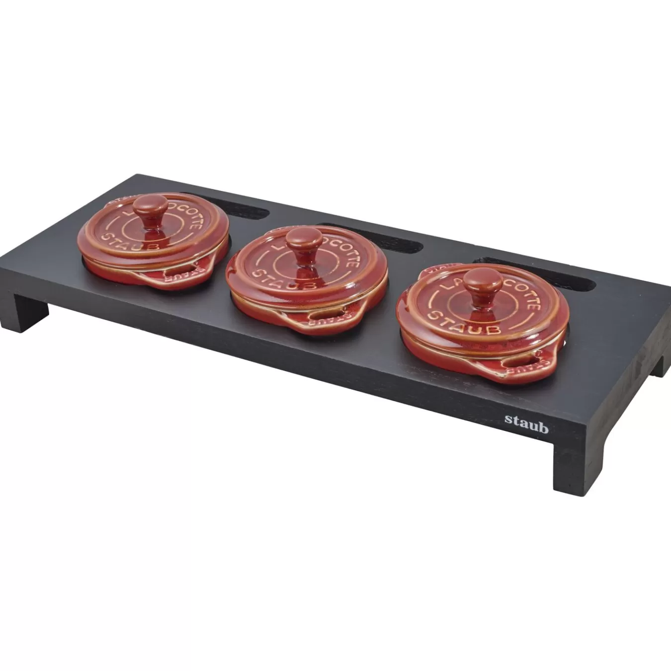 STAUB Servierbrett Fur 3 Mini-Cocottes, 42 Cm X 16 Cm, Fiberholz Schwarz Cheap