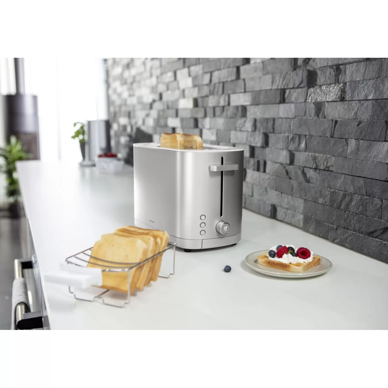 ZWILLING Toaster Mit Brotchenaufsatz, 2 Schlitze Kurz, Silber Flash Sale