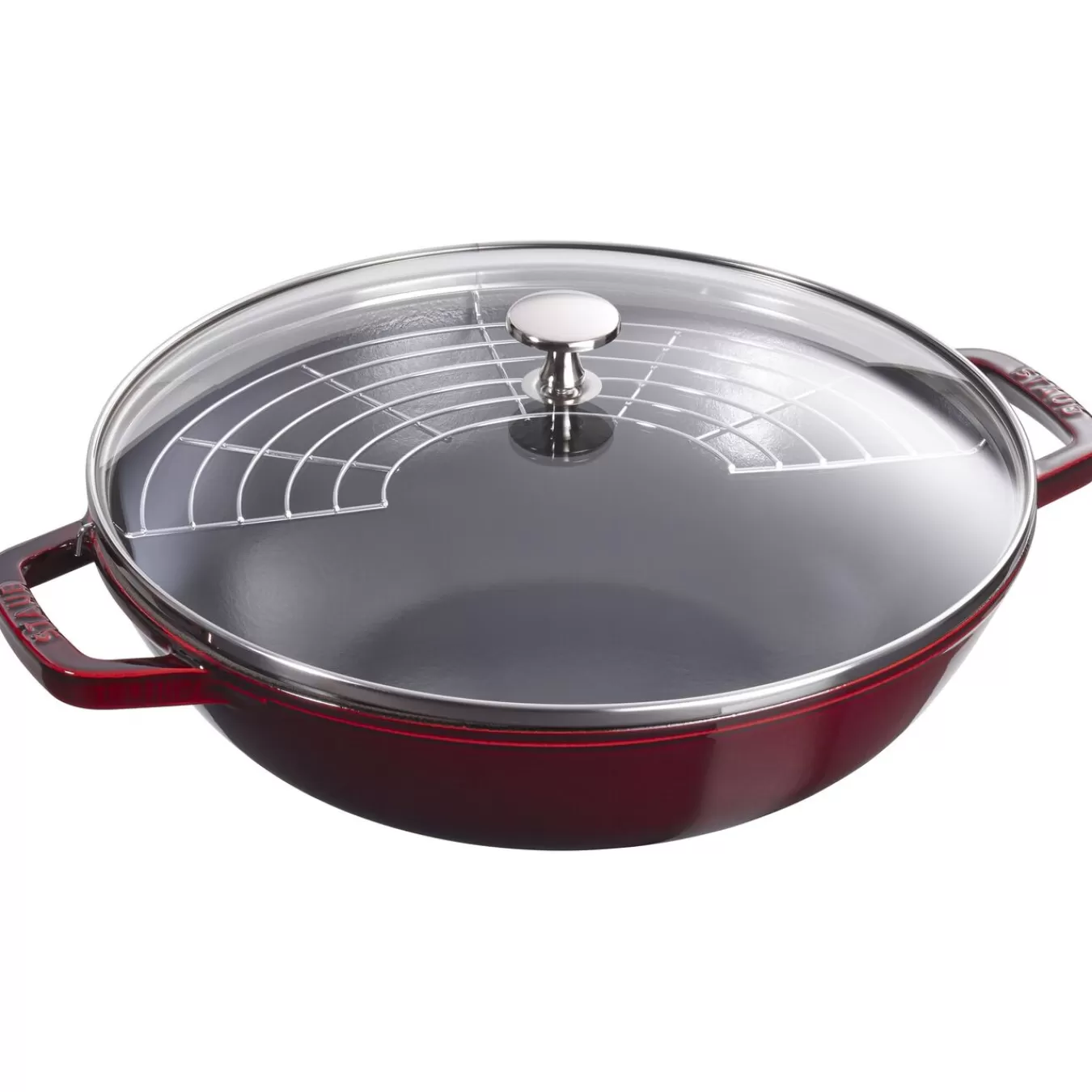 STAUB Wok Mit Glasdeckel 30 Cm, Gusseisen Grenadine-Rot Sale