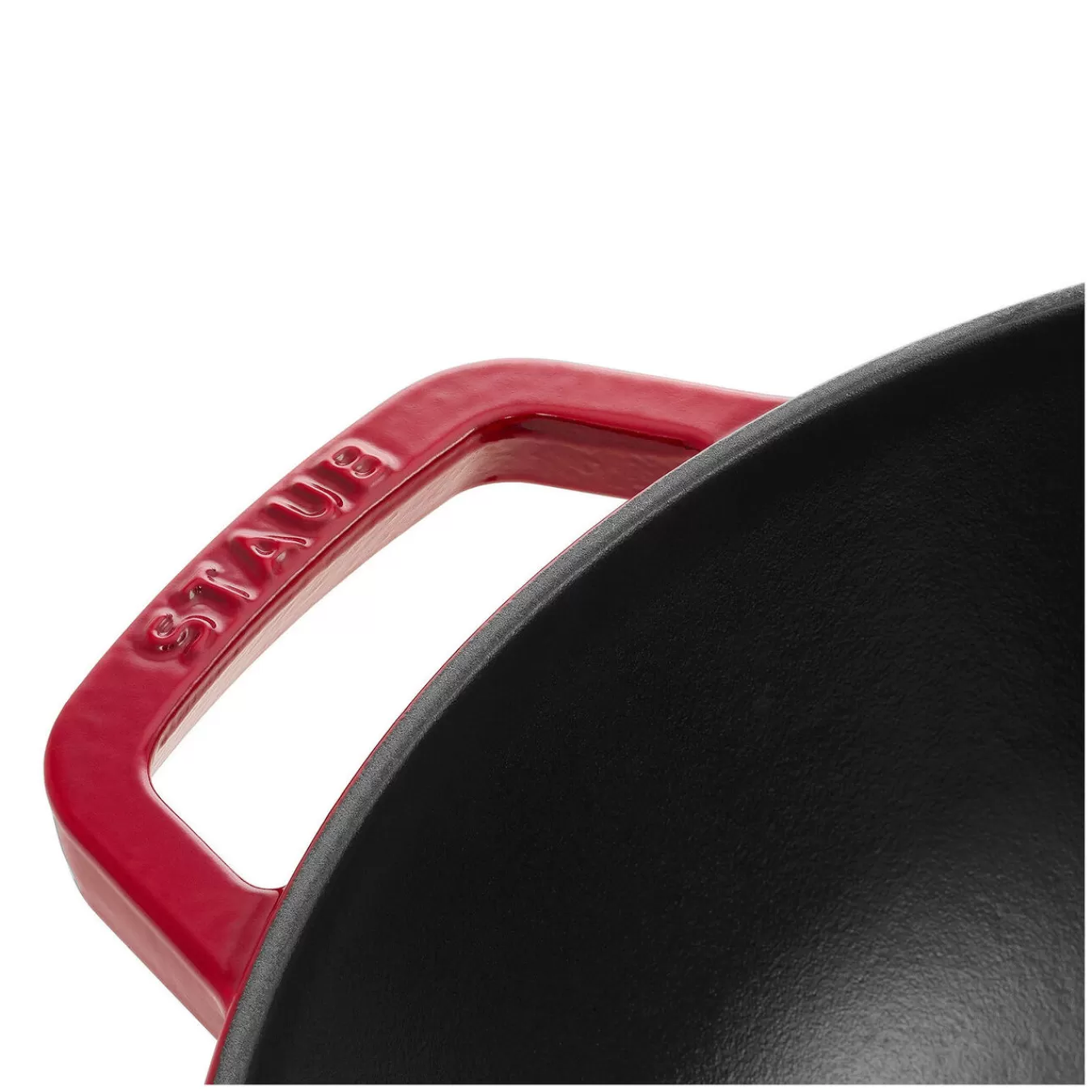 STAUB Wok Mit Glasdeckel 30 Cm, Gusseisen Kirsch-Rot Discount